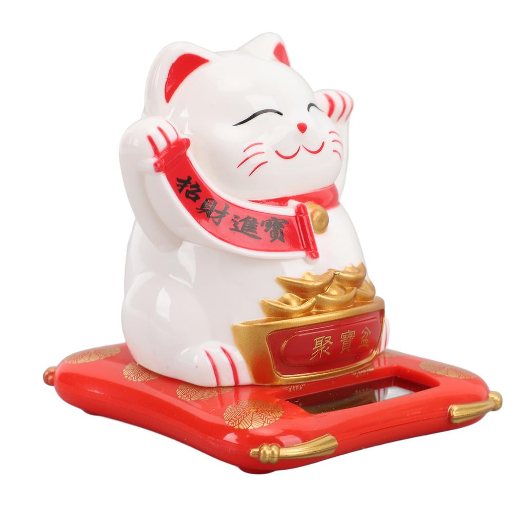 Lucky Waving Cat Solar Power Arm Waving Fortune Cat Plastic Wealth Welcoming Cat Decorative Lucky