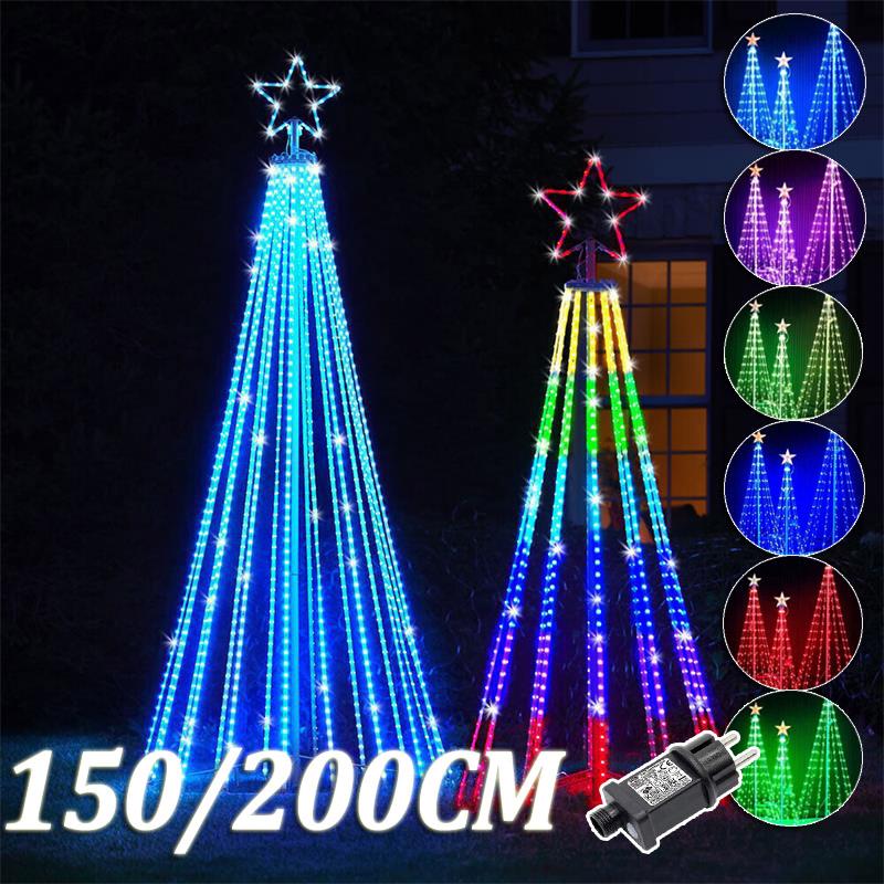 LED Christmas Tree Lightshow String Waterfall Star Lights Outdoor Colourful Multicolor For Garden Yards Wedding Party EU Plug