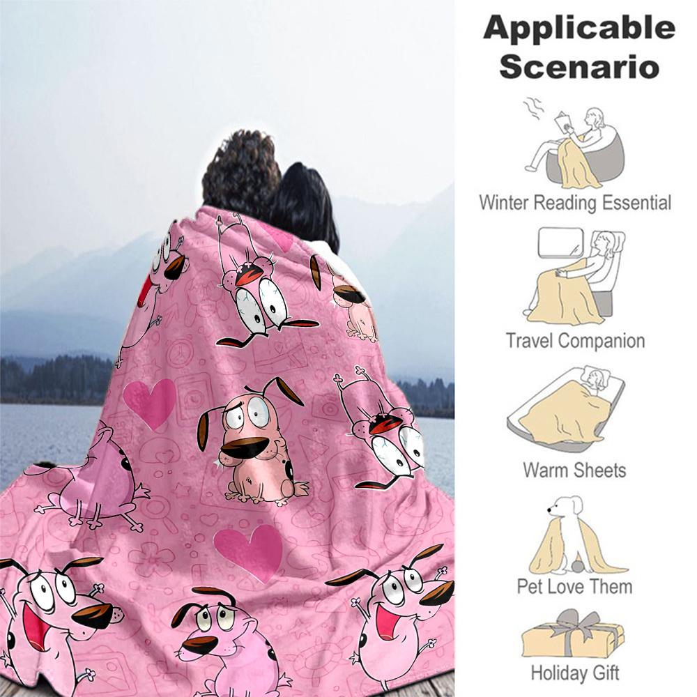 1 Stück Courage der feige Hund Outdoor-Decke Leichtes Flanell, Weich & Warm, Ganzjahresnutzung für Sofa, Outdoor, Camping, Wohnzimmer, Büro, Stuhl