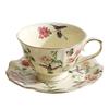 Western Style Luxury Coffee Cups and Plates Vintage Ceramic Cup with Gold Border Flower and Bird Household Afternoon Tea Mugs