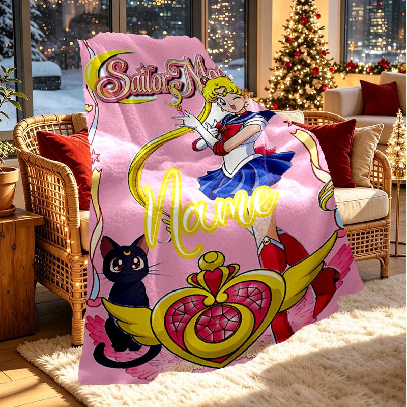 Benutzerdefinierte personalisierte Sailor Moon Druckdecke, Heimdekoration, Schlafzimmer, Sofa, Camping, Couch, Geschenke für Geburtstag Weihnachten