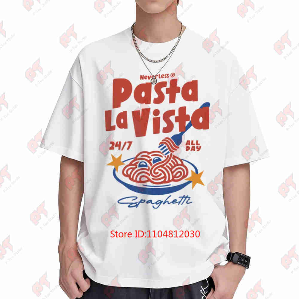 Pasta La Vista Spaghetti Noodle Short Sleeve Tee 100% Cotton T-Shirt