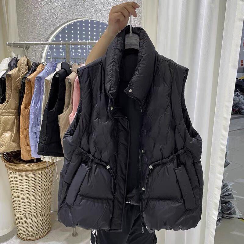 

Новый осенне-зимний пуховый жилет для верхней женской одежды, легкий, свободный, универсальный, повседневный, жилет с воротником-стойкой, проклеенный, жилет One size
