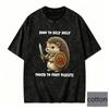 Camiseta Oversize de Manga Corta Cuello Redondo con Estampado de Conejo Guerrero Lindo Algodón Vintage Amante de los Animales Informal Superior Diario