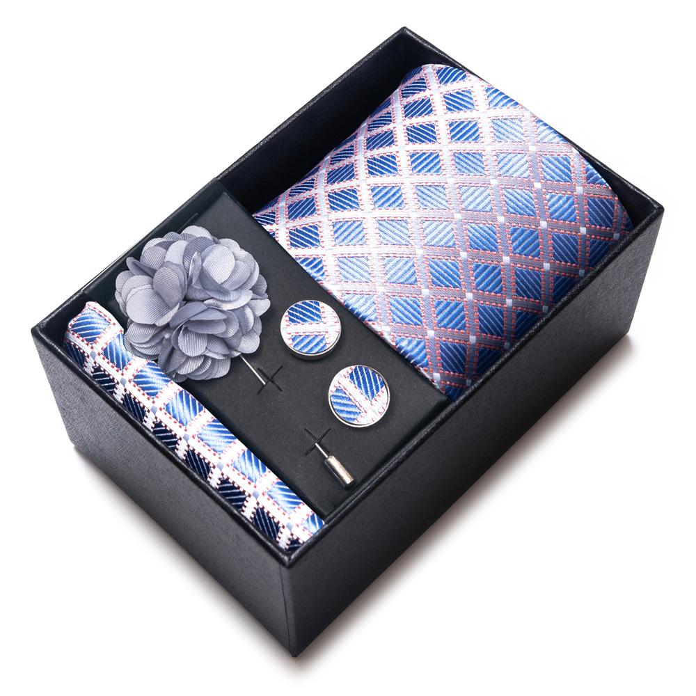 Tie Men'S Suit Accessories Cufflinks Square Scarf Corsage Tie Premium Suit Gift Box Packaging