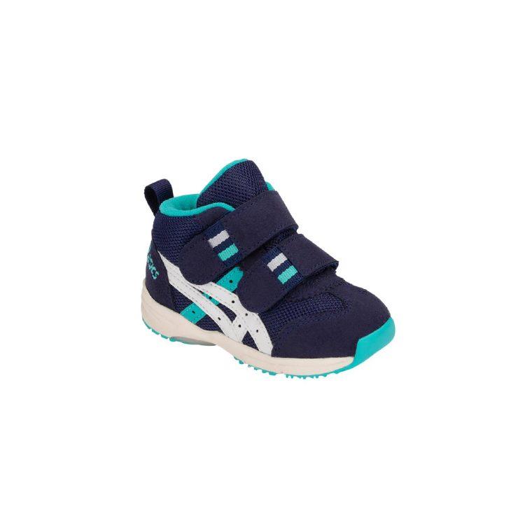 Asics Abrasion Resistant, Breathable, And Anti Kick Mid top Running Shoes Blue White Infant And Toddler TUB127-400
