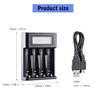 4-Schacht-Akkuladegerät AA LR03 Batterieladegerät für NiMH-Akkus mit LCD-Anzeige Intelligente Akkuladung