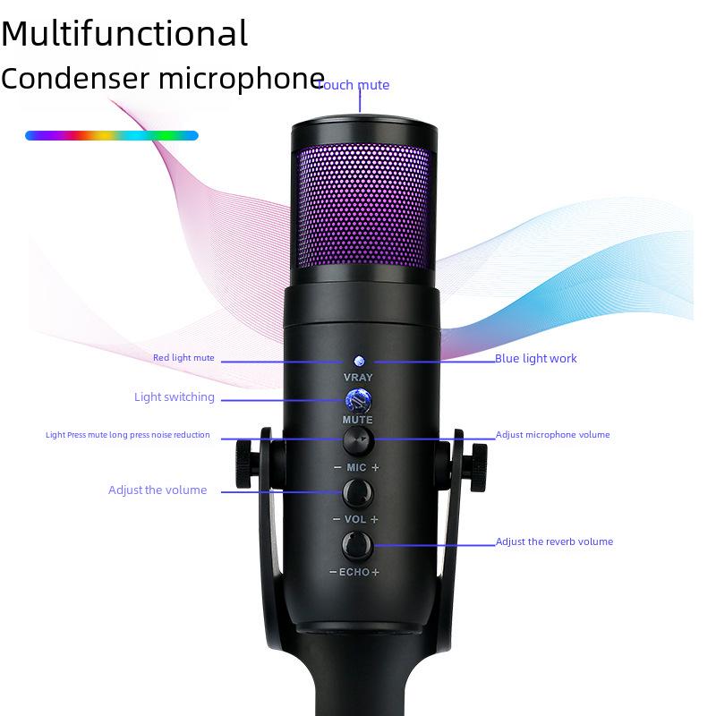 RGB Condenser Microphone for Gaming, Streaming, Karaoke, and Conferences