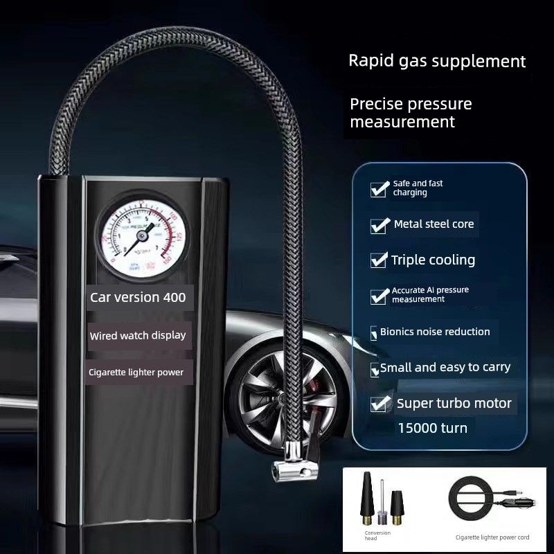 

Car Air Pump, Wireless Portable Electric Tire Inflator for Cars, Electric Vehicles, and Motorcycles 400 Cylinder Portable Car Cigarette Lighter