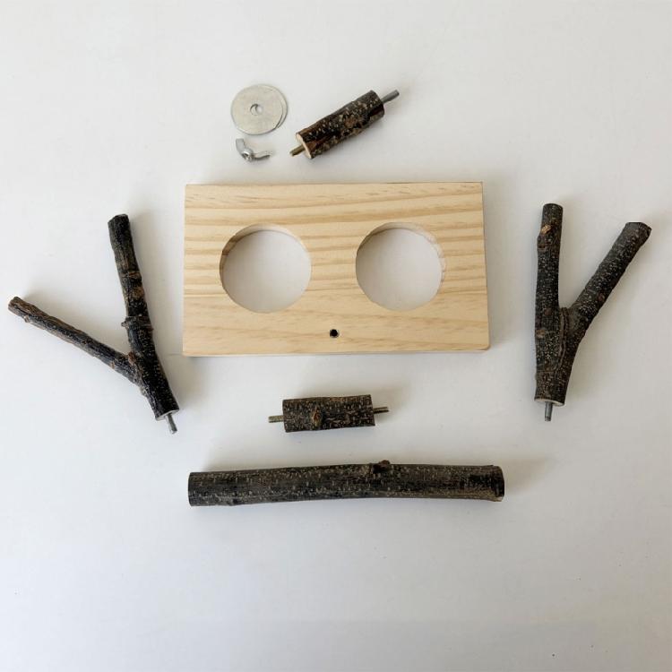 Multifunktionaler Holz-Papageienständer Holz-Vogelstangenständer Spielständer Papageienspielzeug für die Anreicherung von Vögeln