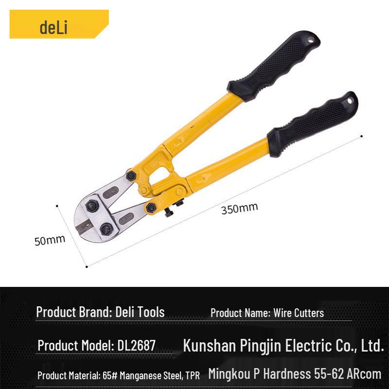 Deli Tools DL2624 Industrial Grade Wire & Rebar Cutter Pliers with Eagle Beak Design