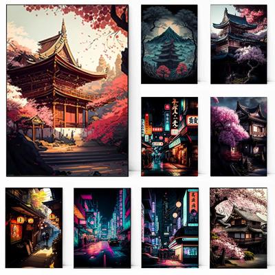 Pop Neon Japan Tokyo Urban Landscape Poster Prints Aesthetics Natural Scenery Anime Comics Wall Art Canvas Printing Home Decor