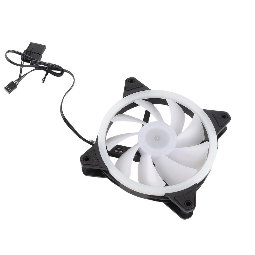 Computer Case Fan 1200RPM Double Loop LED 12cm RGB PC Case Silent Fan 30000h Long Life for Desktop Computers