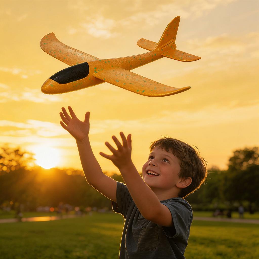 Hand- Foam Airplane, Stunt Glider, Children's Toy, Large Size (48cm, No Light).