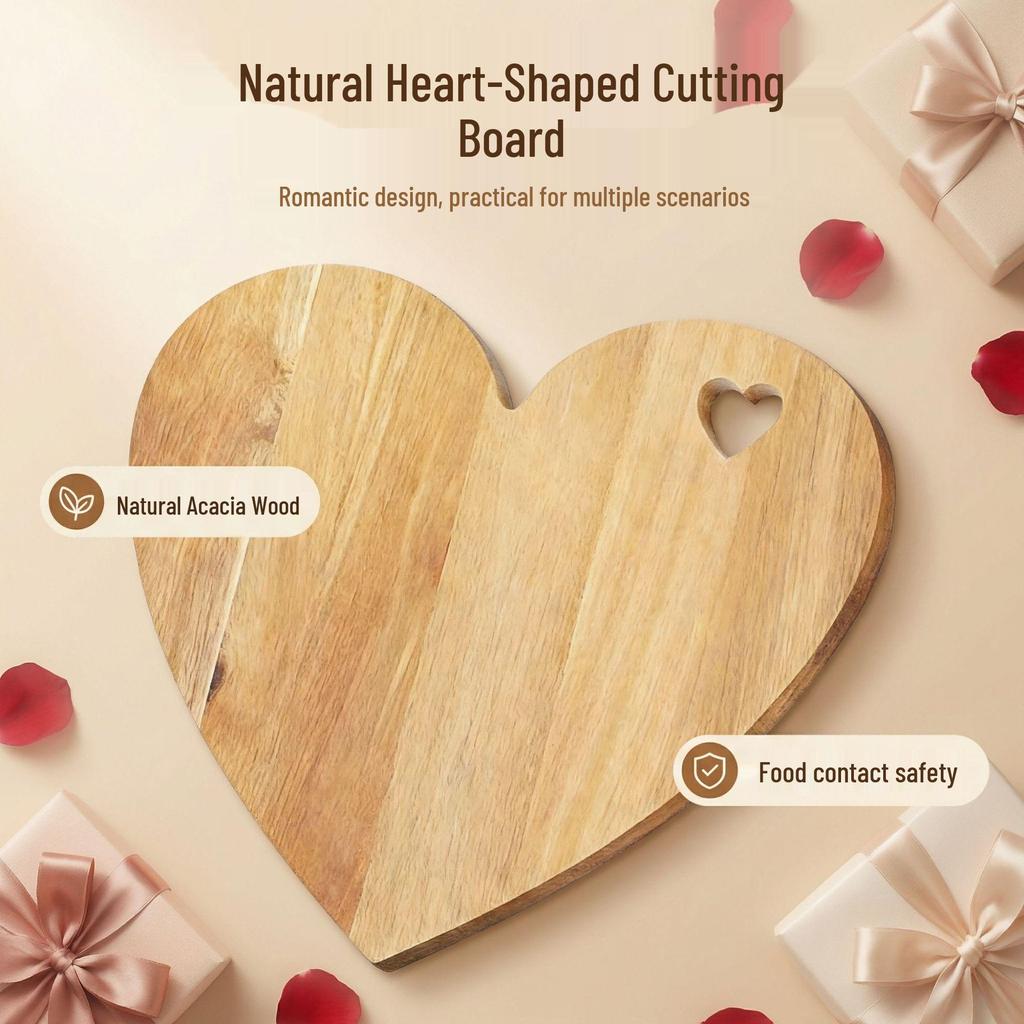 Heart-Shaped Acacia Wood Multi-Functional Cutting & Cheese Board