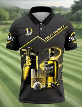 2026 New Men's Casual Sports Short-sleeved Fun Golf Pattern Printed Sports Casual Breathable Polo Shirt