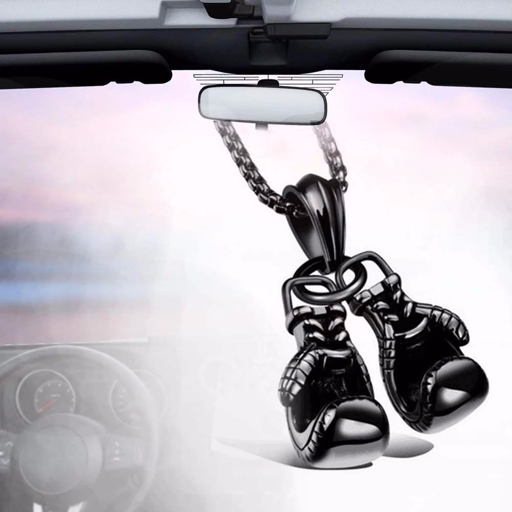 Decoration Car Interior Ornaments Rear View Mirror Hanging Car Pendant Metal Boxing Gloves