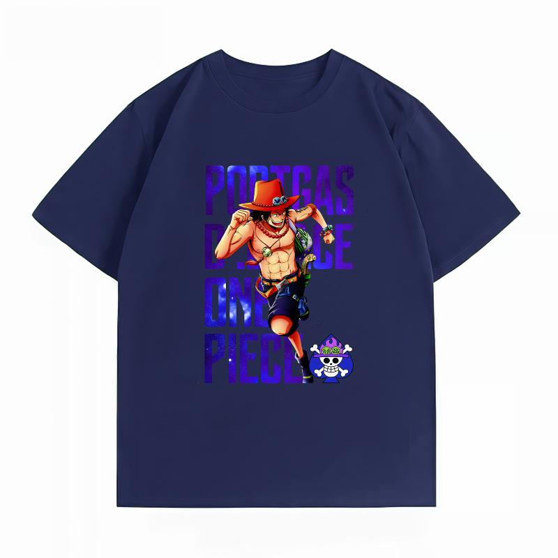One Piece Portgas D Ace Print Tshirt Casual Short Sleeve Cotton Anime Streetwear Unisexs Tshirt