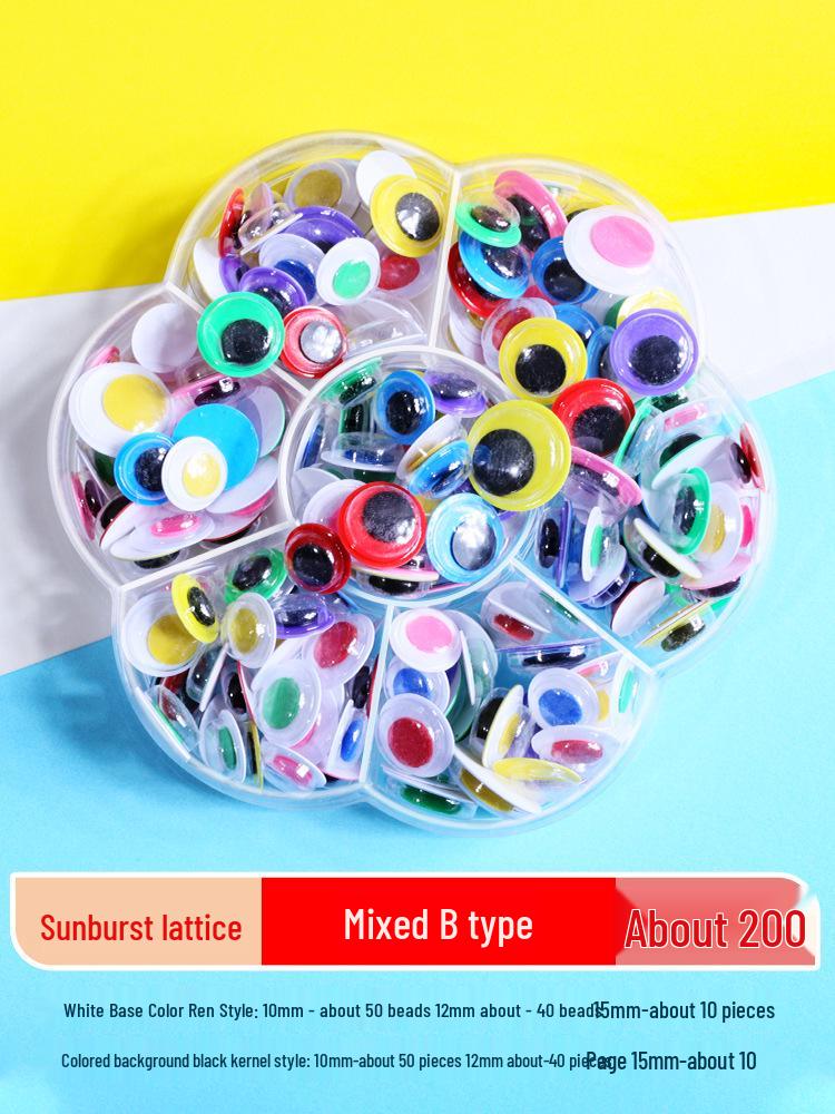 Kids' DIY Colored Eye Stickers for Crafting: Animal-Themed Black and White Eyeballs