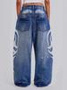 Unisex Graffiti Printed Jeans Women Harajuku High Street Large Size Loose Denim Pants Casual High Waist Jeans