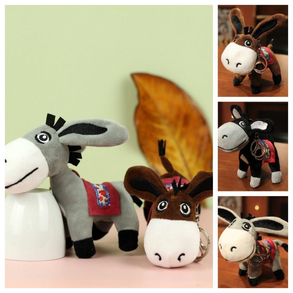 Fluffy Donkey Plush Keychain Soft Donkey Plush Toy Mini Donkey Stuffered Dolls  Female Lady Girl