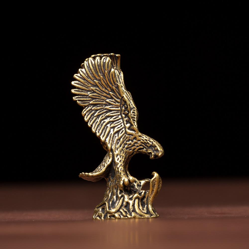 Brass Eagle Figurine with Outstretched Wings - 3D Ornament for Study, Living Room, Bedroom, or Office