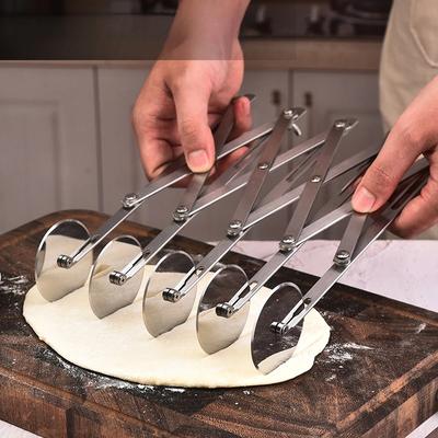 Multifunktions-Pizzamesser, kreativer einziehbarer Churro-Rollermesser mit mehreren Rädern, Einzelkopf-Schneidemesser aus Edelstahl