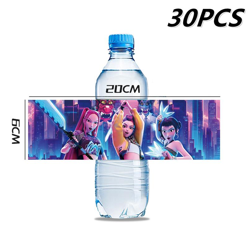 10~50 PIEZAS Etiqueta para Botella de Agua para Kpop Cazadores de Demonios Pegatina Decoración de Cumpleaños Fiesta de Bienvenida al Bebé Regalo Suministros para Fiesta de Niñas