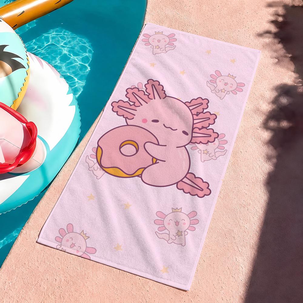 Rosa A-Axolotl Niedliches Cartoon-Handtuch Handtuch Strandtuch, schnell trocknendes saugfähiges Badetuch für Schwimmen, Fitnessstudio, Camping, Outdoor heiß