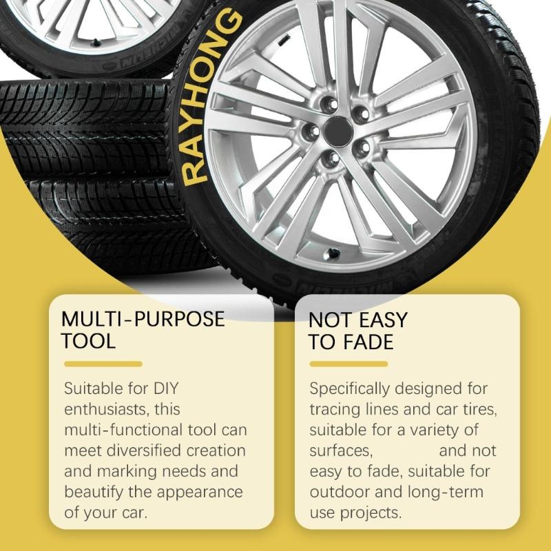 15Pcs Yellow Tire Paint Pen Quick Drying Water Resistant Yellow Tire Marker Pen For Car Tire Lettering Scratch Repair