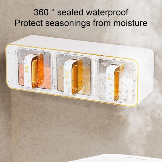 Seasoning Box Moisture Sealed Freshness Locked Container Wall Mounted Partitioned Storage Spice Jar for Kitchen