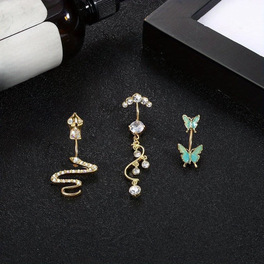 Bobisty 316L Surgical Steel Belly Button Ring Cute Butterfly Dangle Navel Piercing Jewelry for Women