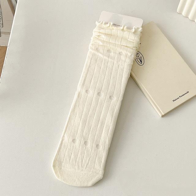 Cotton Ruffles Ankle Socks Women Lolita Cute Kawaii Korean Stocking Girl Spring Black White Middle Tube Japanese Sox