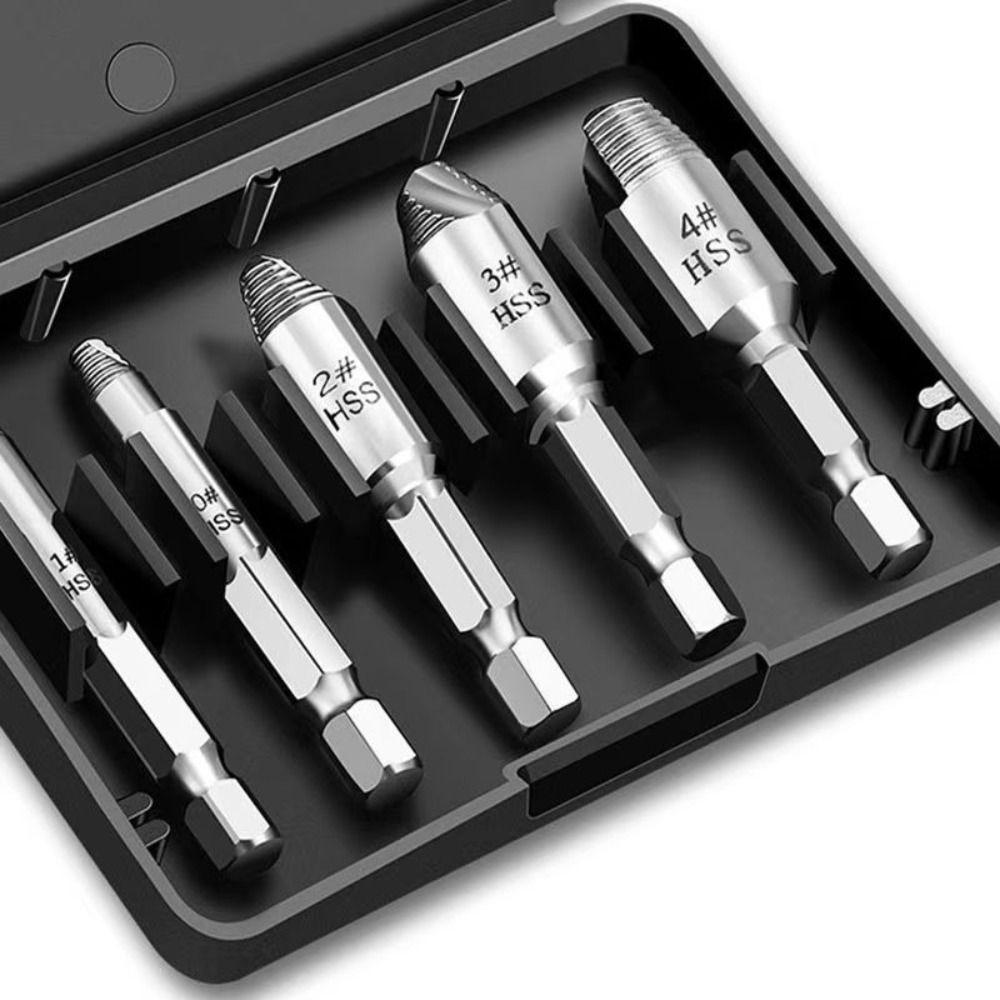 Hex Shank Screw Extractor Set Hardened Steel Easy Out Drill Tool  Rusted Screws