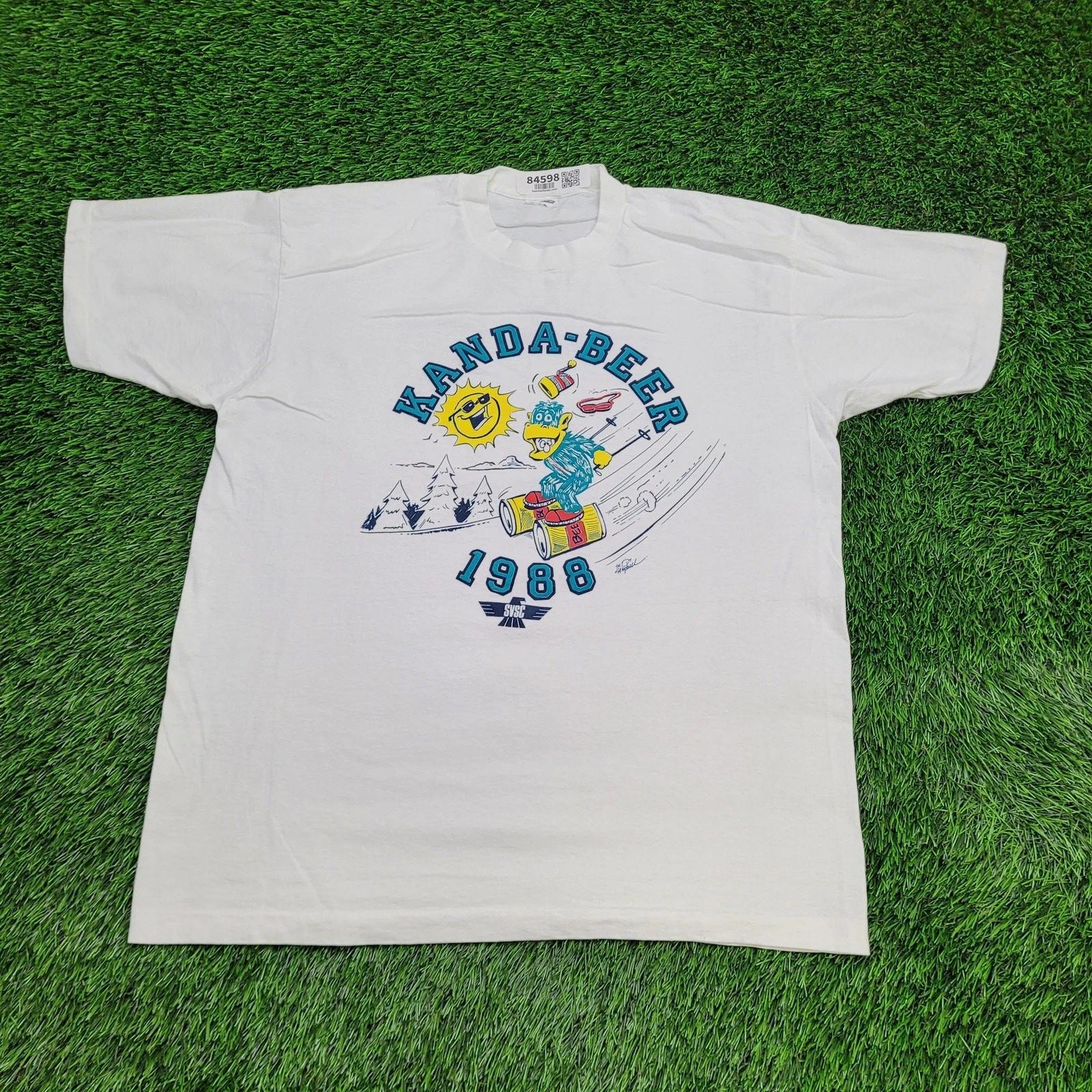 

Vintage 1988 Funny Ski Skiing Shirt L/XL 23x28 Kanda-Beer 4XL