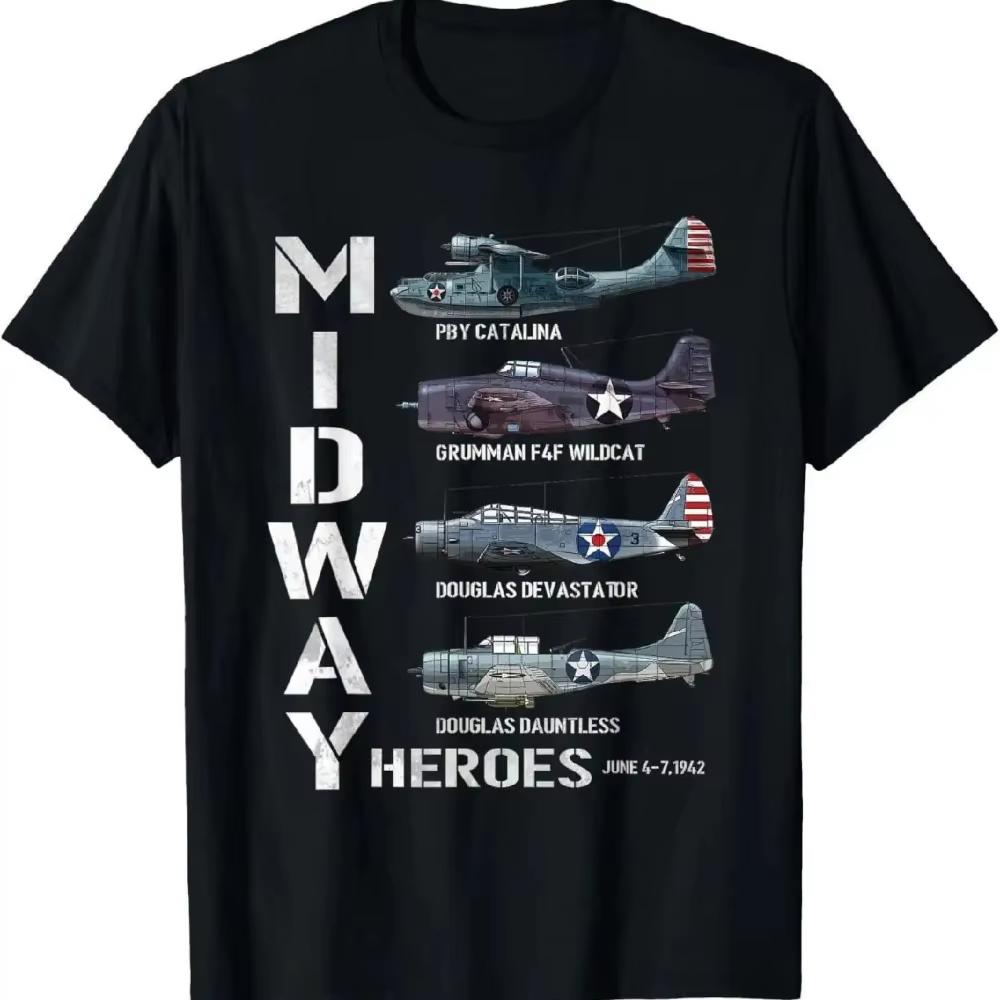

Men s WWII Military Aircraft T-Shirt Vintage WWII Plane Print with Grumman F4F Wildca TBF Catalina B-17 Fortress Casual Tee -... S разноцветный