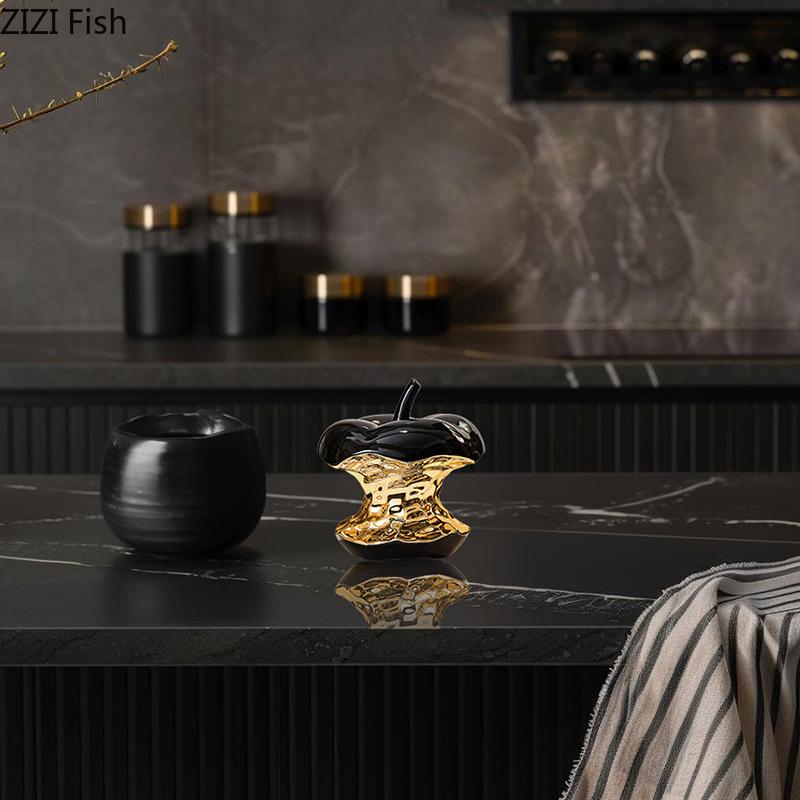 Simulated Apple Ceramic Ornaments Creative Electroplated Ceramic Ornaments Home Livingroom Officedesk Display Cabinet Decoration