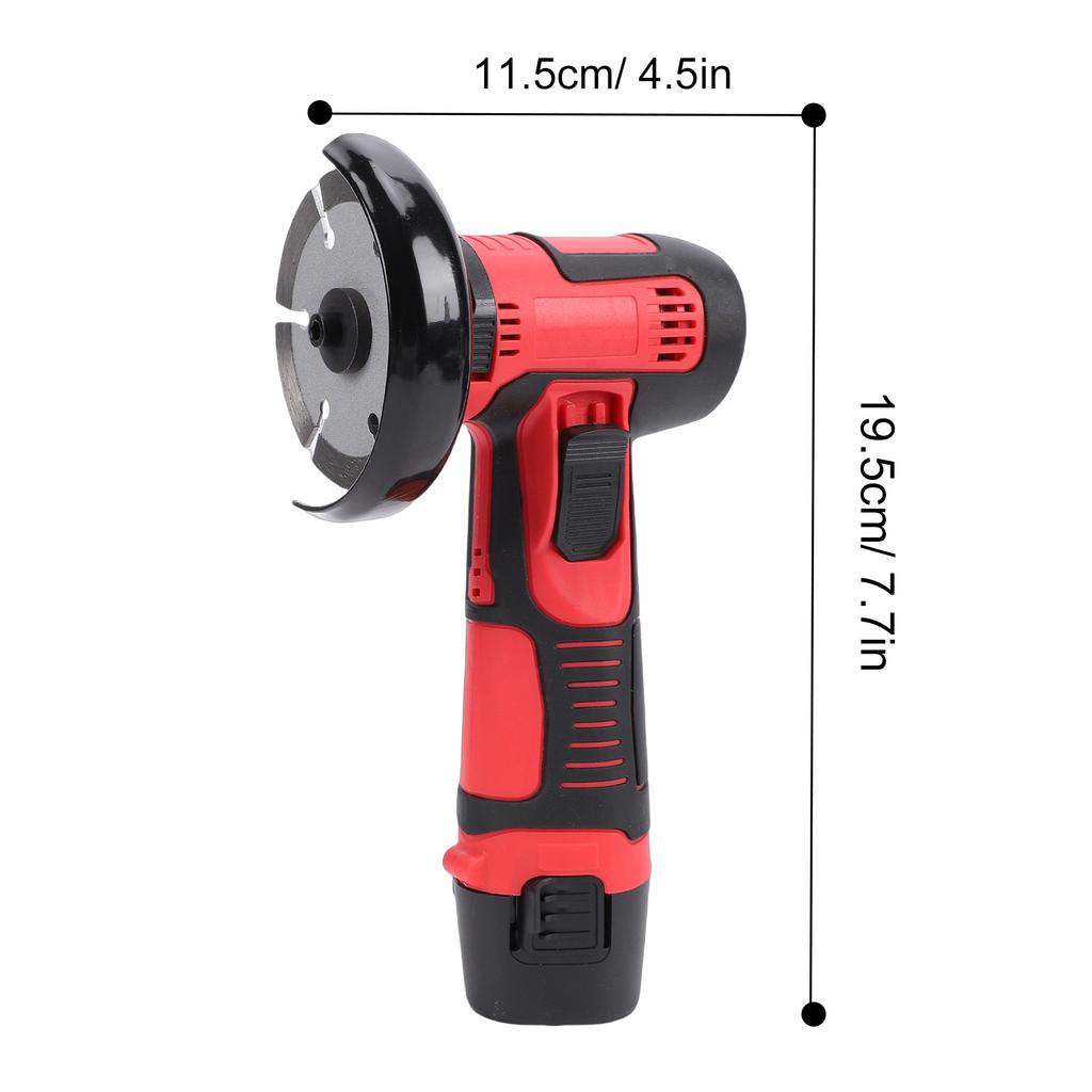 Cordless Brush Angle Grinder Kit 19500rpm Mini Electric Angle Grinding Tool with 2pcs 3900mAh Batteries and 10pcs
