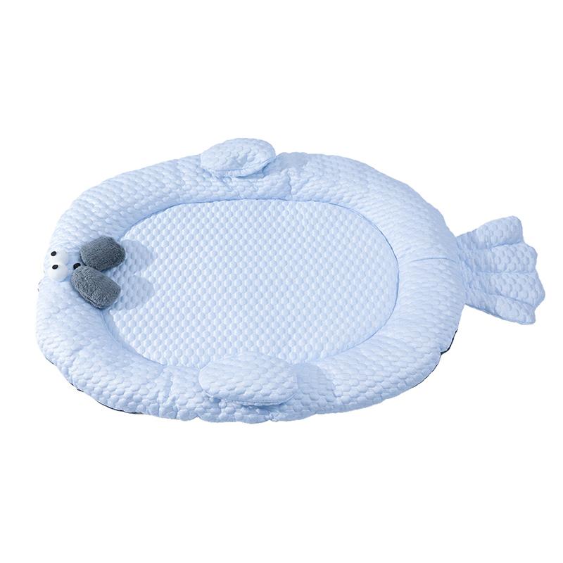 Summer Pet Cooling Pad Ice Silk Breathable Dog Cat Bed Anti-Heat Oval Mat For Small Medium Large Pets With Non-Slip Base
