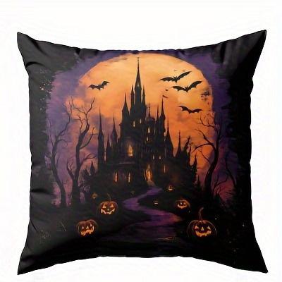 Spooky Halloween Castle-Printed Pillowcases: Create Haunted Vibes! Sofa Cushion Cover Holiday Party Decoration Gift
