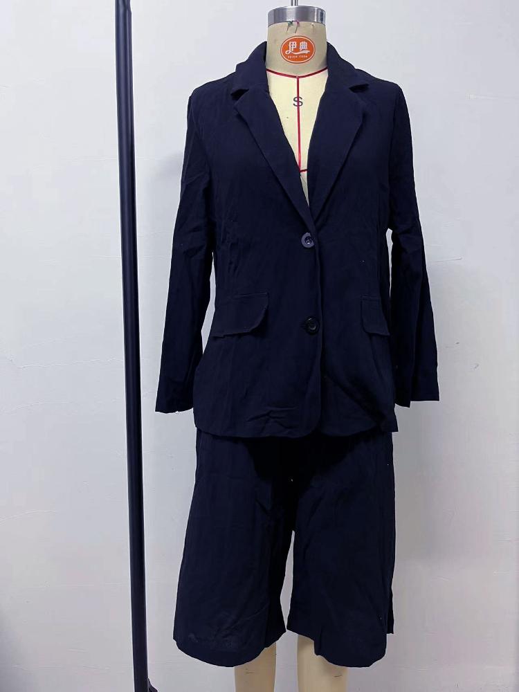 

Women s White Suit Jacket and Shorts Set with Brown Belt, Gold H Buckle, Casual Office Wear 5XL Темно-синій