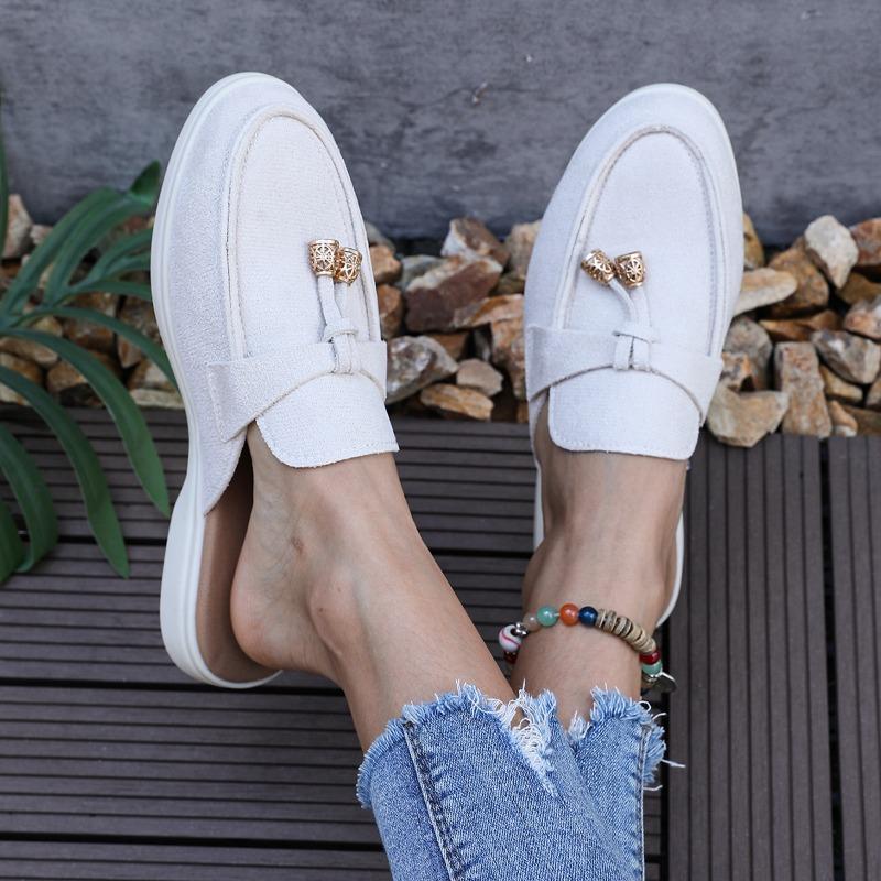 Women's Spring New Women's Wrap Head Half Drawback Wearing One Pedal Muller Lazy Shoes Casual Half Drawback