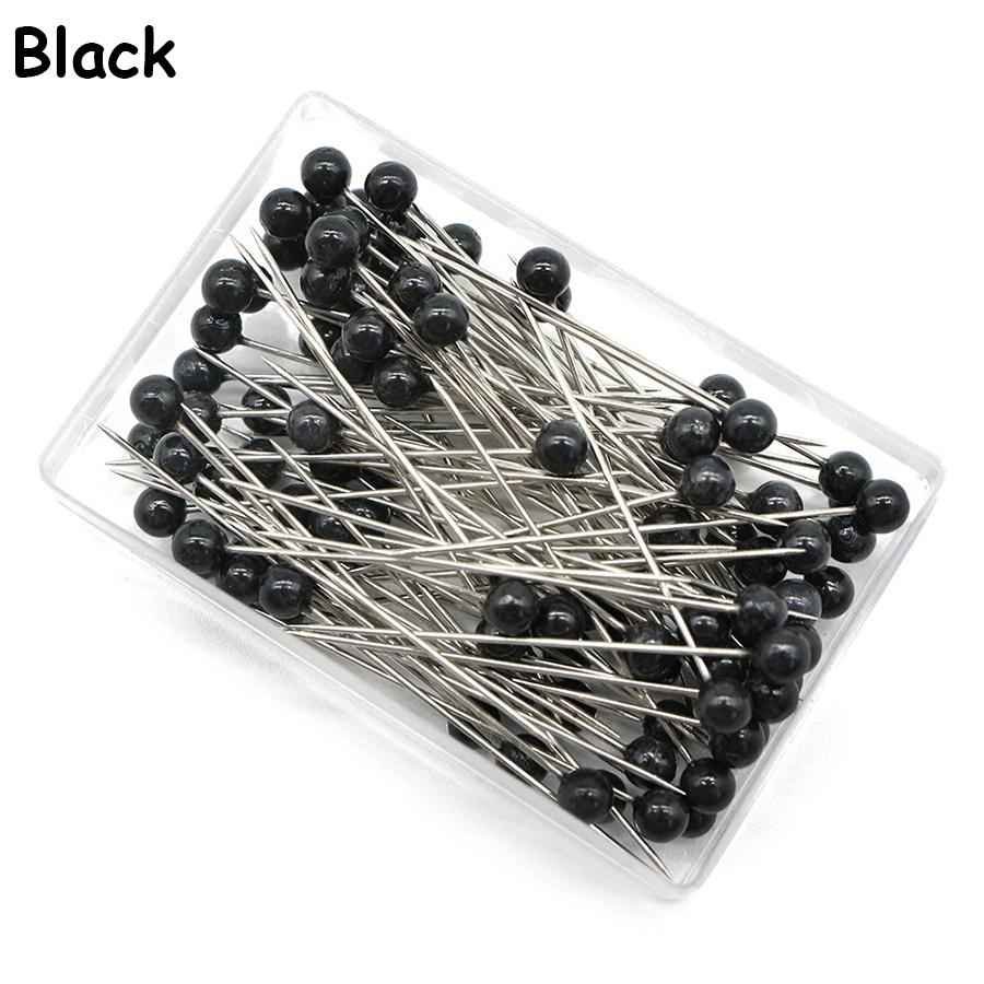 

100pcs/box 3.2cm Pearl Pin Multi Colors Available DIY Handmade Clothing Positioning Needle Garment Accessory Sewing Accessories чёрный