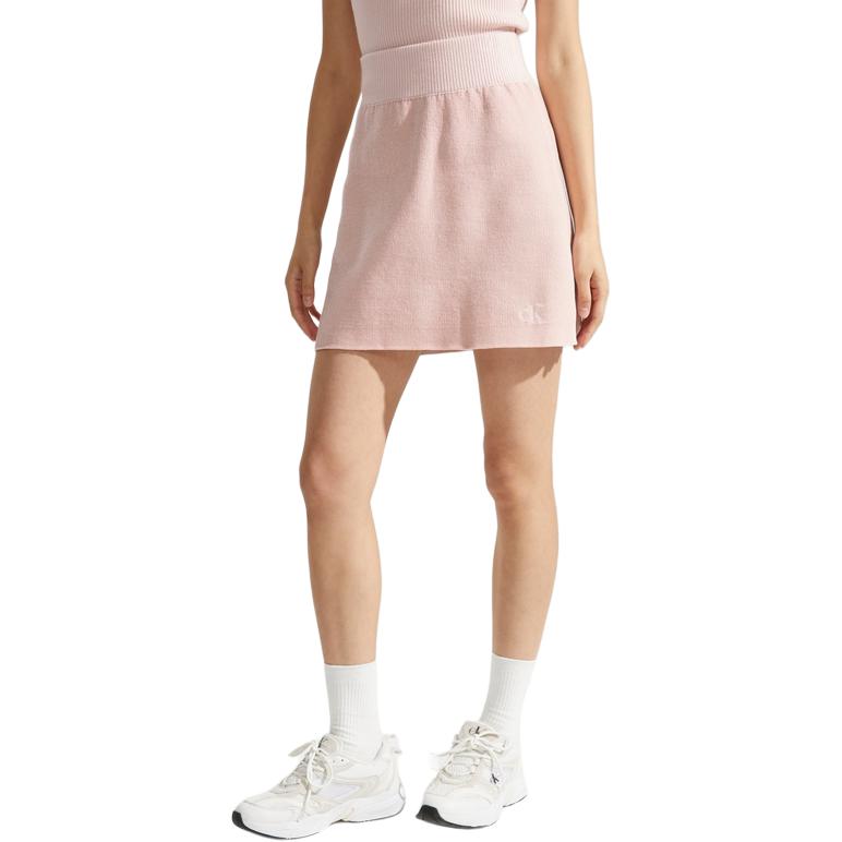Calvin Klein Letter Jacquard Elastic Waist Knitted Casual Skirt Women skirts Shell-Pink J222986-TF6