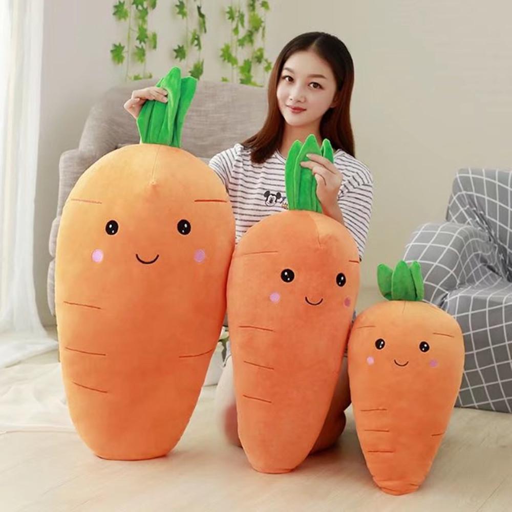 Smiling Face Down Cotton Carrot Hug Pillow Plush Toy for Kids Girls Birthday