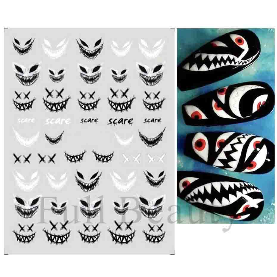 

Маникюрный декор ползунки с рельефной гравировкой 5D Хэллоуин наклейки для ногтей наклейки для ногтей наклейка