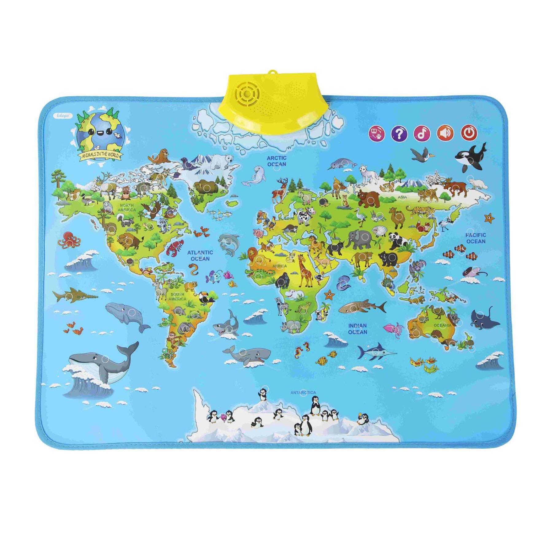 

Електронна Світова Карта Тварин Настінний Плакат Розмовний Музичний Постер Дитячі Монтессорі Іграшки для Малюків Інтерактивна Навчальна Іграшка Подарунок