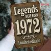 Vintage 1972 Legend Born Metal Wall Sign Iron Plaque Home Bar Decor
