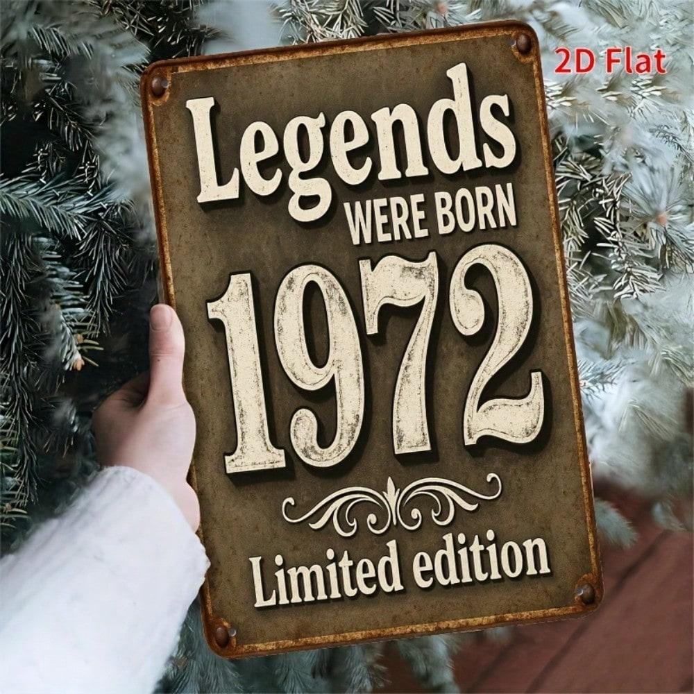 Vintage 1972 Legend Born Metal Wall Sign Iron Plaque Home Bar Decor