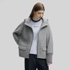 FILA Solid Color Wool Blend Hooded Fleece Jacket Women outerwear Cloud-Pattern-Gray F11W444704FMG